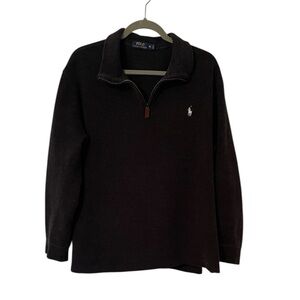 Polo Ralph Lauren Navy Gray Quarter Zip Classic Cotton Sweatshirt Sweater XL